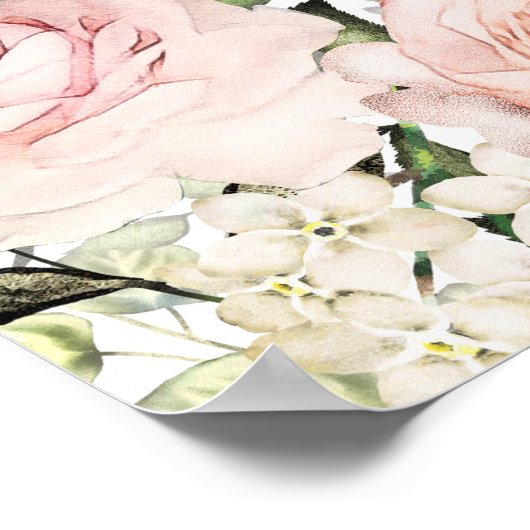 Große rosa, florale 7-Tisch-Hochzeitstabelle Poster (Ecke)