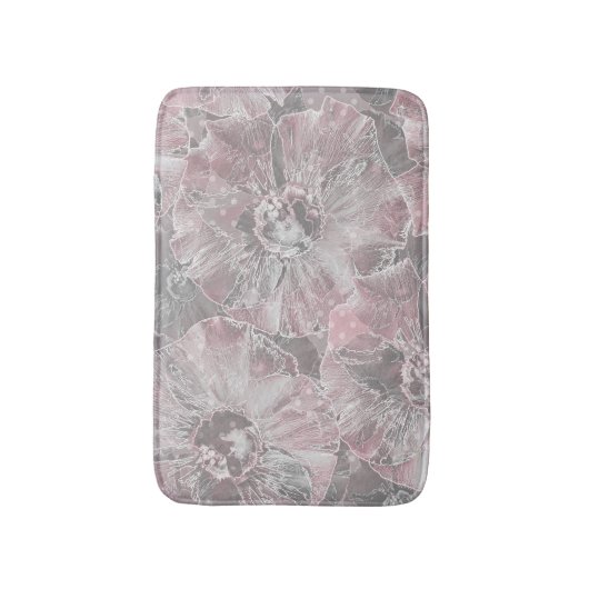 Große, rosa graue Blume Badematte (Vorderseite Vertikal)