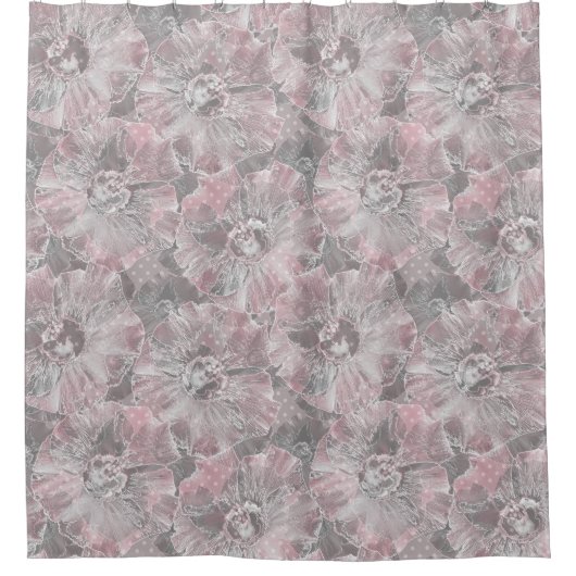 Große, rosa graue Blume Duschvorhang (Vorderseite)