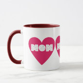 Große rosa Herz-MUTTER-Blumentypografie-Kaffeetass Tasse (Links)