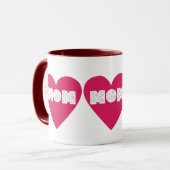 Große rosa Herz-MUTTER-Blumentypografie-Kaffeetass Tasse (Vorderseite Links)