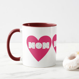 Große rosa Herz-MUTTER-Blumentypografie-Kaffeetass Tasse