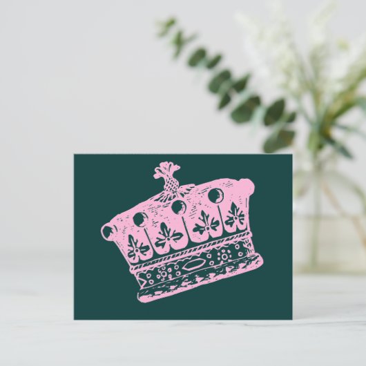Große rosa Krone oder Tiara Postkarte (Stehend Vorderseite)