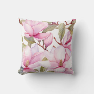 Große rosa Magnolien-Blumen-Wurfkissen mit florale Kissen