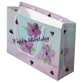 Große rosa Mauve Lila und blaue Geschenktasche Große Geschenktüte (Vorderseite Schrägansicht)