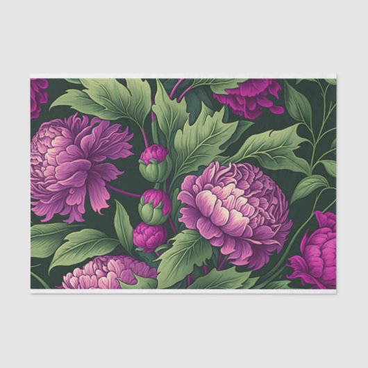 Große rosa Peonies Grüne Blätter Dekoupage Gift Seidenpapier (Vorderseite)