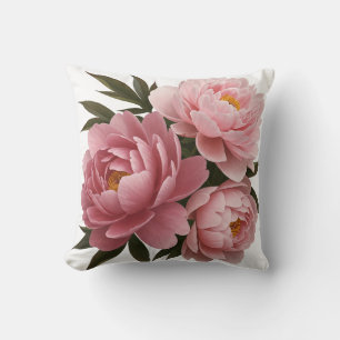 Große rosa Pfingstrosen Kissen - vintage floral 