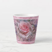 Große rosa Rose Latte Tasse (Vorderseite)