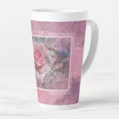 Große rosa Rose Latte Tasse (Rechte Ecke)