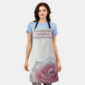 Große rosa Rose mit Diamond Personalisiert Schürze (Getragen)
