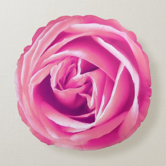 Große rosa Rose Print Round Kissen (Vorderseite)