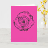 Große rosa Rose Zeichn- und Posekarte Karte (Gelbe Blume)