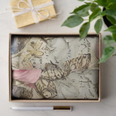 Große rosa Rosen und Schmetterlinge beängstigend V Seidenpapier (Geschenk)