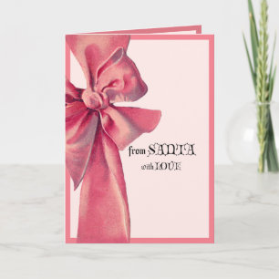 Große rosa Schleife von Santa mit Liebe Weihnachte Karte