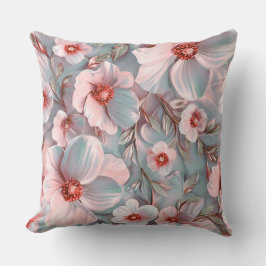 Große rosa und blaue Blumen Kissen