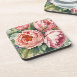 Große rosa Vintage-Blumen Getränkeuntersetzer