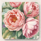 Große rosa Vintage-Blumen Getränkeuntersetzer (Vorderseite)