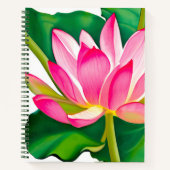 Große rosa Wasserlilie mit grünem Blätter Journal Notizblock (Vorderseite)