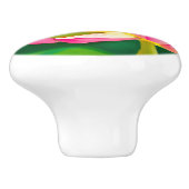 Große rosa Wasserlilie mit smaragdgrünen Blätter Keramikknauf (Seitenansicht)