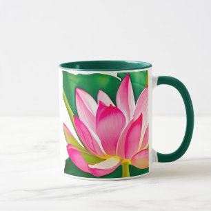 Große rosa Wasserlilie mit smaragdgrünen Blätter Tasse