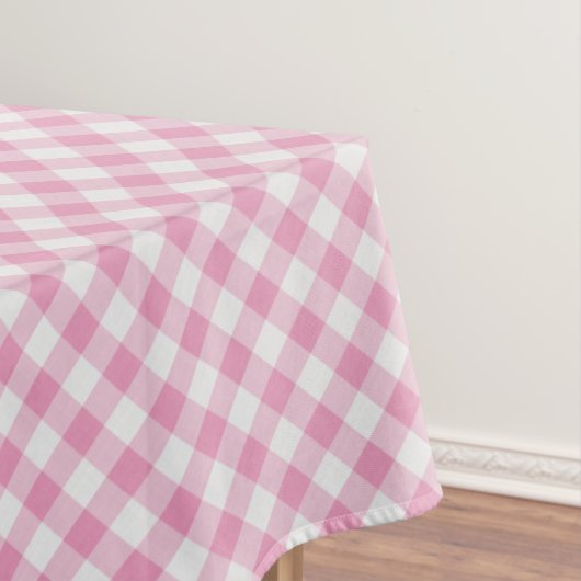 Große, rosa/weiße Gingham-Karo Muster Geometrie Tischdecke (Beispiel)