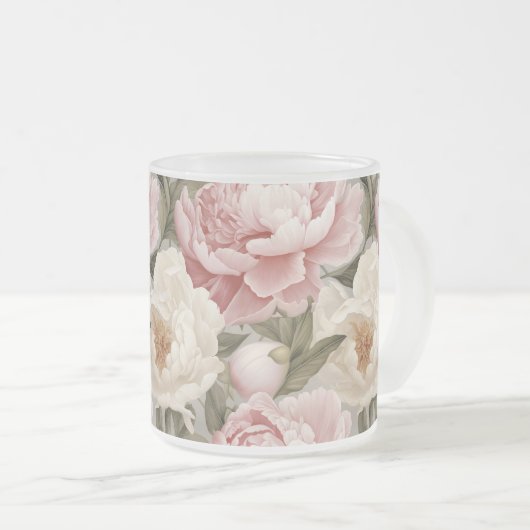 Große rosa, weiße Peonies Designer Tasse drucken (VorderseiteRechts)