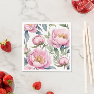 große rosafarbene Erbsen Aquarell Serviette