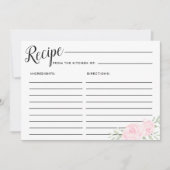 Grosse, rosafarbene, florale Bridal Rezeptkarte Einladung (Vorderseite)