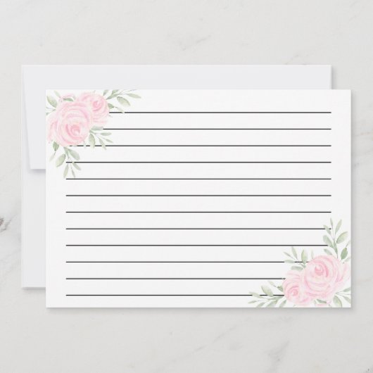 Grosse, rosafarbene, florale Bridal Rezeptkarte Einladung (Rückseite)