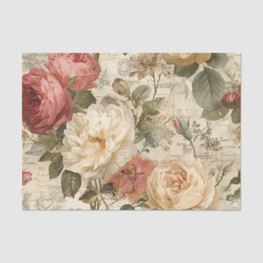 Große rosafarbene Rosen Seidenpapier (Vorderseite)