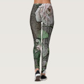 Große Rose auf Holz Leggings (Rückseite)