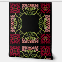 Große Rose Goth Art Nouveau und Dahlia Red Tapete