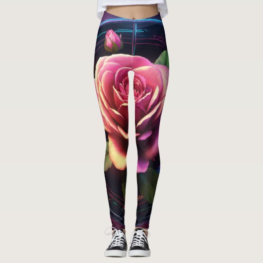 Große Rose Leggings (Vorderseite)