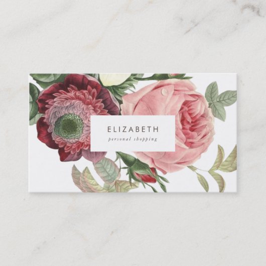 Große Rose Rosa rote Blume Visitenkarte (Vorderseite)