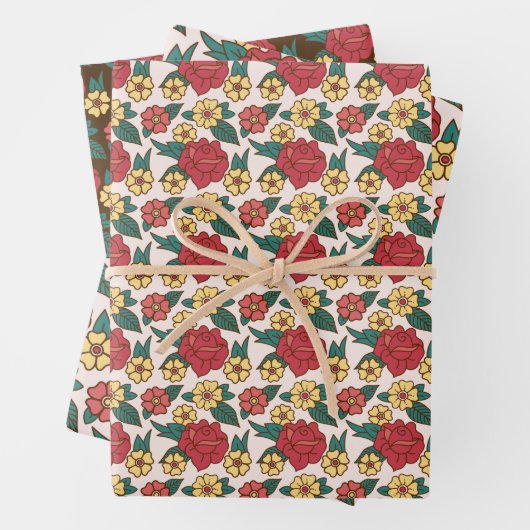 Grosse Rose Tattoo Art Geschenkpapier Set (Beispiel)