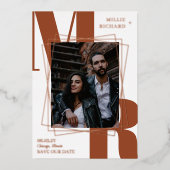 Große Rostinitis Modernes Foto Save the Date Folieneinladung (Vorderseite)