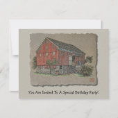 Große rote Bank-Scheune Einladung (Vorderseite)