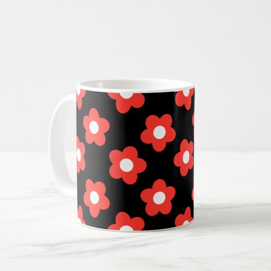 Große rote Blume Kaffeetasse (Vorderseite Links)
