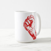 Große rote erhobene trotzige Faust Kaffeetasse (VorderseiteRechts)