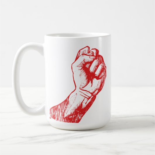 Große rote erhobene trotzige Faust Kaffeetasse (Links)