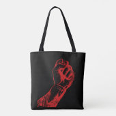 Große rote erhobene trotzige Faust Tasche (Rückseite)