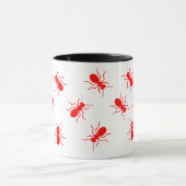 Große rote Feuerzangen tauchen überall im Cartoon  Tasse (Zentrum)