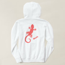Große rote Gecko-Silhouette und Ihr Name