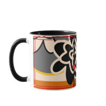 große rote gelbe Kaffee-Tasse der freundlichen