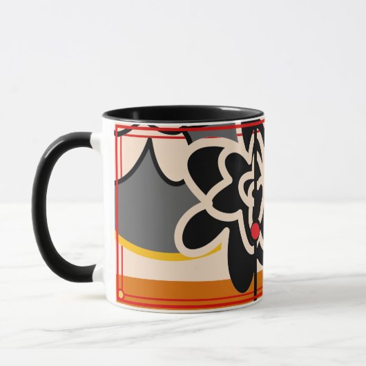 große rote gelbe Kaffee-Tasse der freundlichen Tasse (Links)