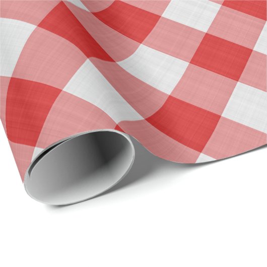 Große rote Gingham-Karo Muster Geometrie Geschenkpapier (Rolleneckpunkt)