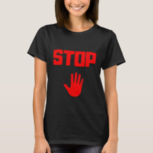 Große rote Haltestelle und große rote Hand T-Shirt