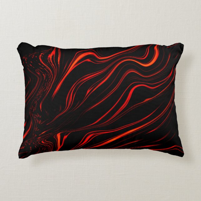 Große rote lange Spuren über schwarzem Hintergrund Dekokissen (Vorderseite)