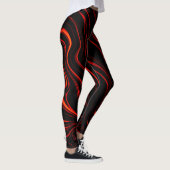 Große rote lange Spuren über schwarzem Hintergrund Leggings (Rechts)