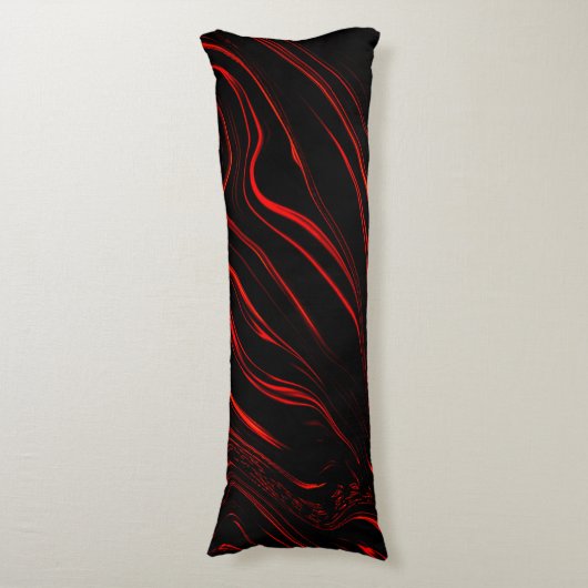 Große rote lange Spuren über schwarzem Hintergrund Seitenschläferkissen (Vorderseite Vertikal)